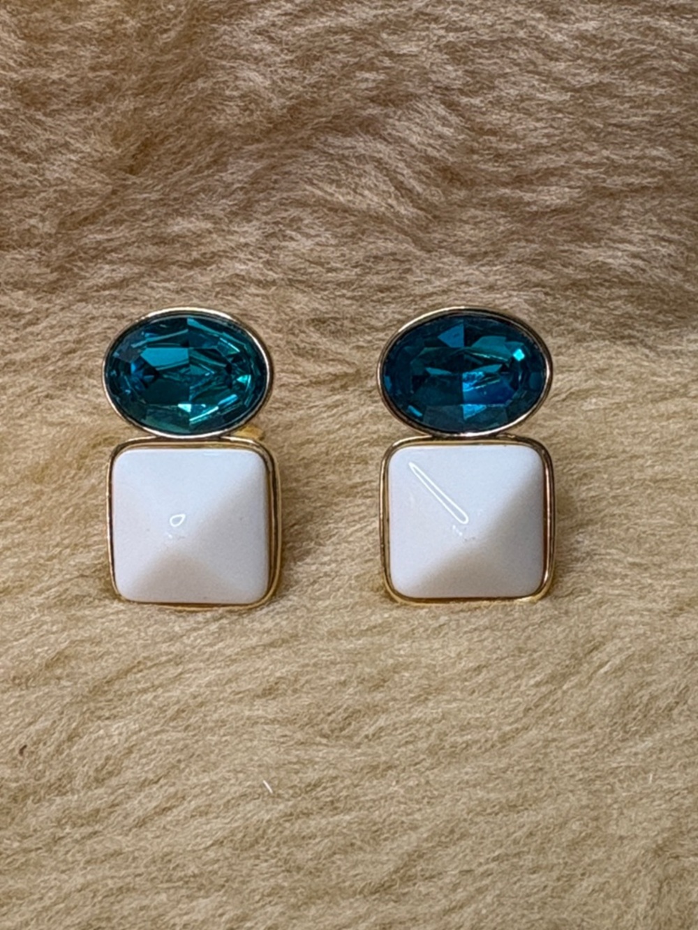 Vintage statement Yves Saint Laurent lucite and crystal clip on earrings